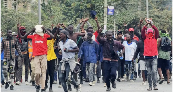 he protesters chanted “Ruto must go” in Kitengela in southern Nairobi