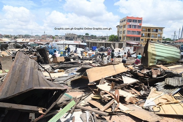 Some of the structures demolished near the National Mosque in Accra (photo credit: graphic.com.gh)