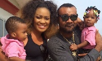 Nollywood actor Prince Eke with his wife and kids
