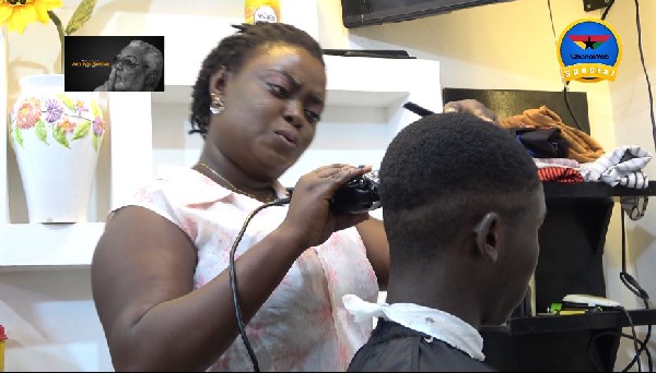 GhanaWeb Special: Female teacher turns barber after coronavirus forced schools\' shutdown