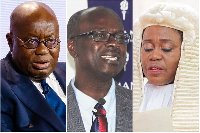 (L to R) Nana Addo Dankwa Akufo-Addo, Prof Stephen Kwaku Asare (Azar) and Justice Gertrude Torkornoo
