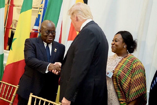 President Akufo-Addo (L), US president Donald Trump (R)