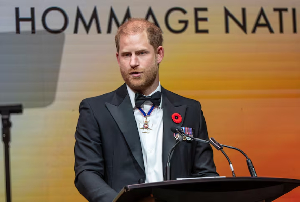 Prince Harry delivers remarks at the True Patriot Love's National Tribute Dinner in Toronto