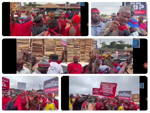 Collage of the protesters at Anloga junction