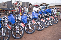 Each constituency received 2 motorbikes each