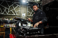 A DJ plays music inside a nightclub in Sokoto, Nigeria