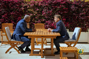 President Mahama (L) and French President Macron