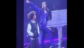 Genesis on stage with his mom, Alicia Keys /Photo credit: Swizz Beatz via instagram