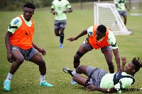 Black Stars players at training