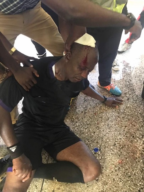 Referee Yakubu Nuhu Liman was injured during a match between Elmina Sharks and Medeama