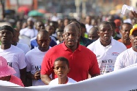 Mr Herbert Mensah leading the 2015 May 9th Remembrance march in Kumasi.