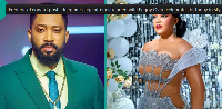Nigerian actor Frederick Leonard (L) and actress Peggy Ovire (R)