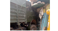 The UPDF truck that swerved off Kampala-Bombo road and rammed into a building in Kagoma