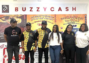 Some representatives of BuzzyCash during a photo session