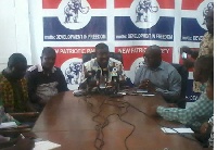 NPP Communications Director, Nana Akomea addressing the media