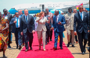 Dr Bawumia recieved Kamala Harris and her husband at the airport on Sunday monring