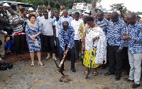 Dr. Papa Kwesi Nduom breaks the ground for the construction of rice milling factory at Assin Breku.