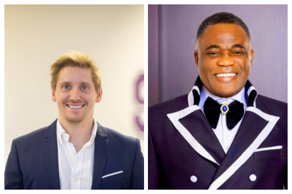 Archbishop Dr Kofi Adonteng Boateng (R) will sign the MoU with Alex Hopkins (L)