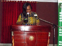 Madam Otiko Afisa Djaba addressing the opening session of a case management training workshop