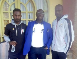 Sarfo Taylor and Emmanuel Mintah with a club rep from Ghan