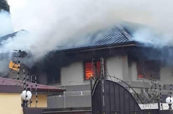 The two-storey was gutted by fire, killing the family members of Pastor Ato Kessie at Dansoman
