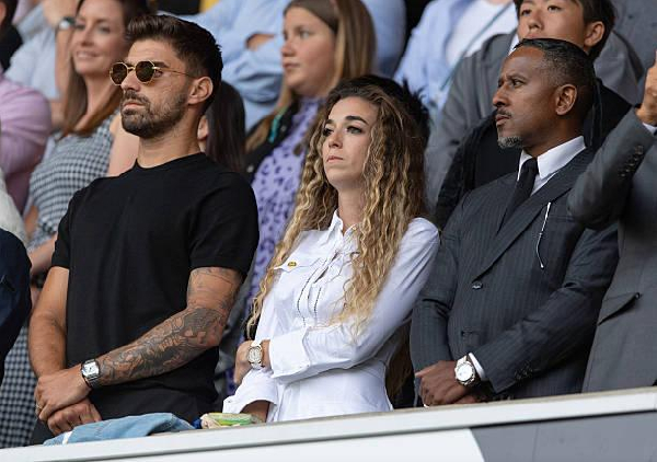 Neves (L) and Jota's wife (M) at the Molineux