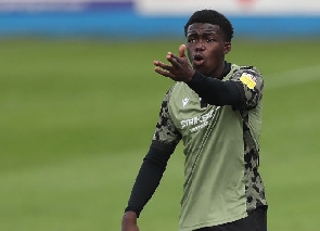 Kwame Poku of Colchester United during the Sky Bet League 2 match between Barrow and Colchester Unit