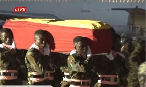 Christian Atsu's coffin carried by the soldiers