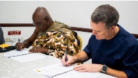 David Thornton and  Nana Prof. Oheneba Boachie-Adjei Woahene II,  signing the MoU