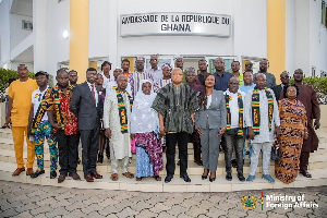 Samuel Okudzeto Ablakwa, Minister of Foreign Affairs with mission staff in Benin