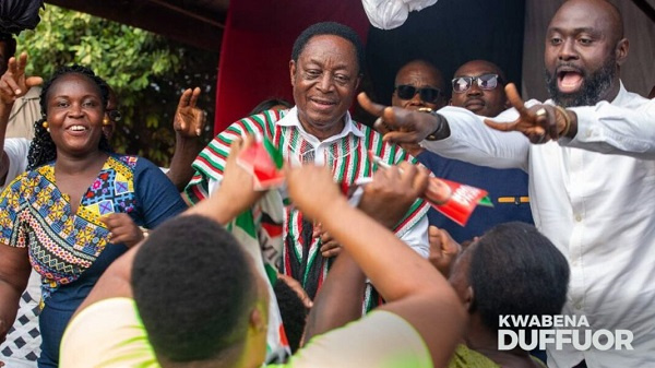 Aspiring presidential candidate of the NDC Dr. Kwabena Duffuor with some NDC stalwarts