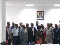 Aviation Minister Ms. Cecilia Dapaah with members of the committee