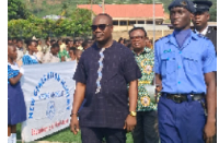 MCE for Lower Manya Krobo John Atter Matey inspecting the parade