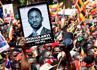 Supporters of Ugandan Presidential candidate Robert Kyagulanyi, also known as Bobi Wine