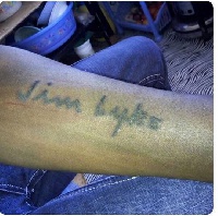 Fan tattoos Jim Iyke's name on his hand