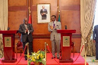 President Akufo-Addo and President Obiang Mbasogo after their joint press conference