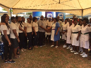 Staff of the Transactional Product and Services unit of Stanbic Bank donates to Hospital