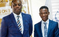 The Minister of Education, Dr Matthew Opoku Prempeh and Free SHS ambassador, Abraham Attah