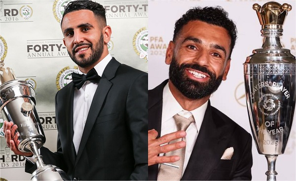 Mahrez (L) and Salah (R) are the only African players to win the PFA Player of the Year award