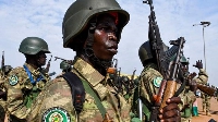 South Sudanese troops, seen here in April  are part of the East African force in DR Congo