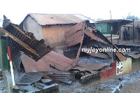 Some destroyed houses at Chereponi after the violent clashes