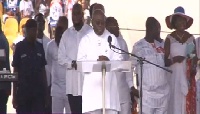 Nana Akufo-Addo delivering his speech at the NPP thanksgiving ceremony on Sunday