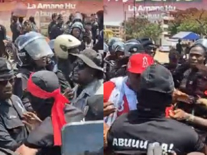 Screenshot of demonstrators clashing with the police