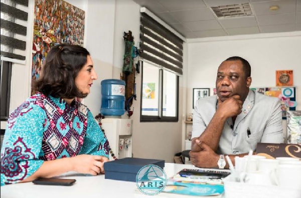 Education Minister, Dr. Opoku Prempeh (R) in talks with Dr. Fatma Odaymat,(L) Director of Al-Rayan