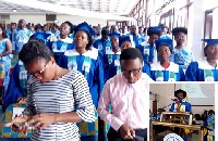 Prof Afranie and a section of the students during the matriculation ceremony