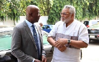 Former President, Flt Lt Jerry John Rawlings with PM of Trinidad and Tobago, Dr. Keith Rowley