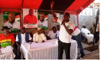 Mr. Dawood addressing a rally at the Agona Swedru Old Zongo in the Central Region
