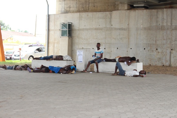 People sleeping under the Kwame Nkrumah interchange