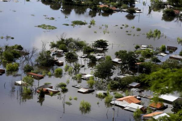 Houses submerged by rain