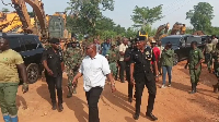 Minister of Lands and Natural Resources and members of the Ashanti REGSEC visited galamsey sites